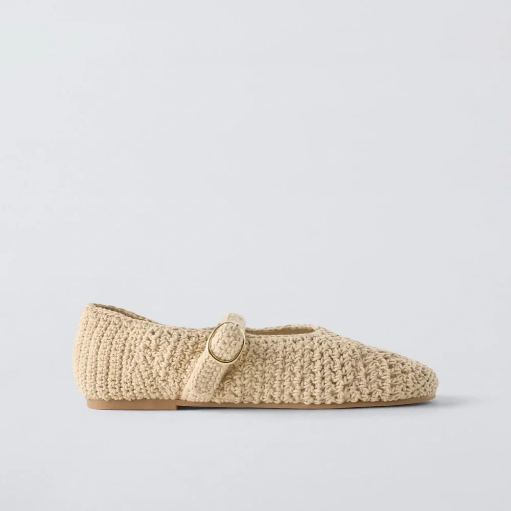 Zara kids crochet ballet flats off white NWT - Picture 2 of 5